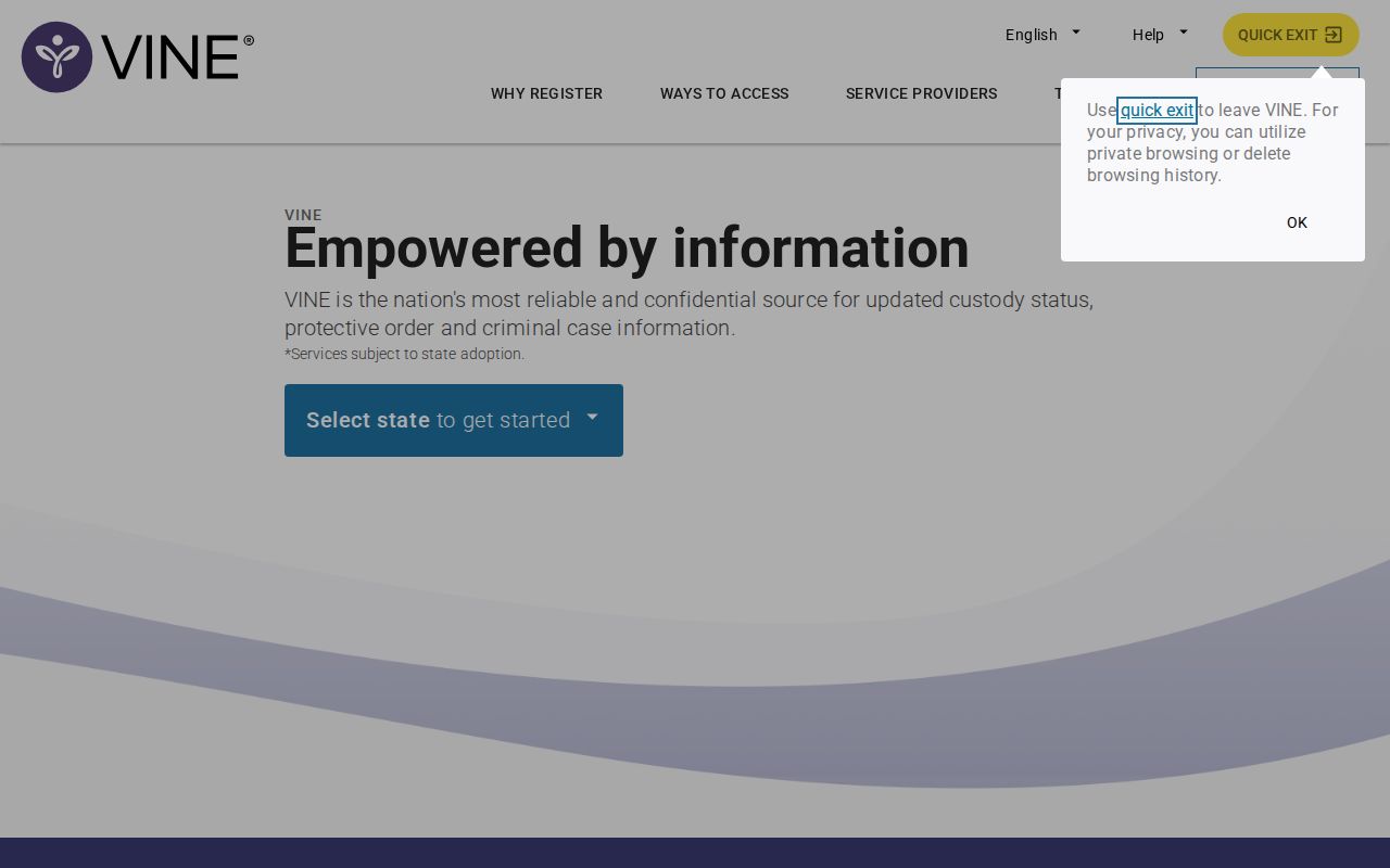 VINELink interface showing Michigan and Antrim County search selection