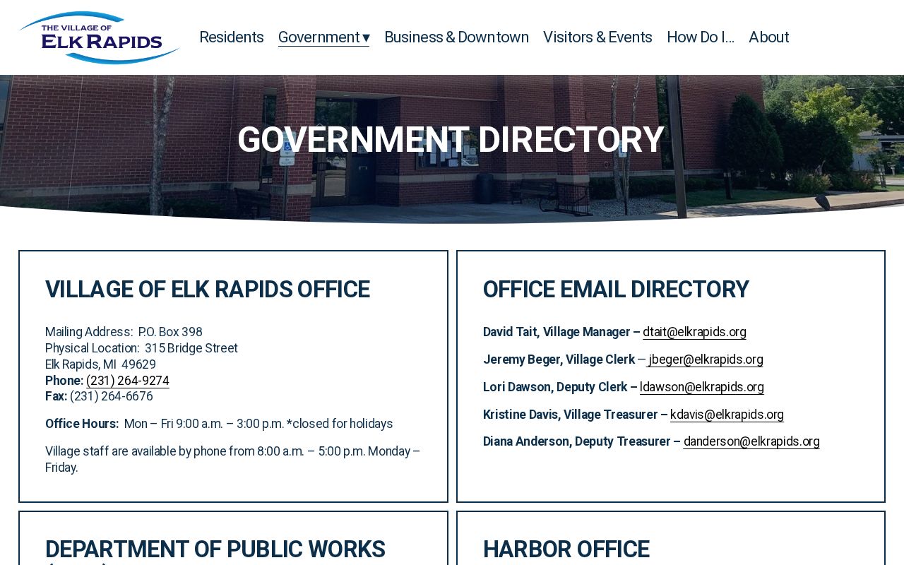 Elk Rapids government directory police contact details